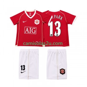 Camisolas de futebol Manchester United J.S.PARK 13 2006 2007 Retro Criança Equipamento Principal Manga Curta